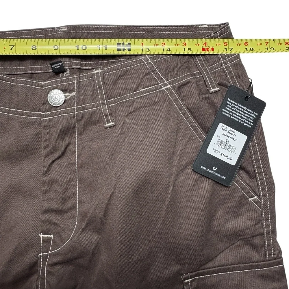 NEW True Religion Cargo Pants Mens Size 32 Bracken Brown Style 108335 (32x32)